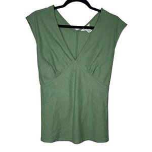 Calvin Klein women's S linen blend olive green babydoll top y2k boho costal